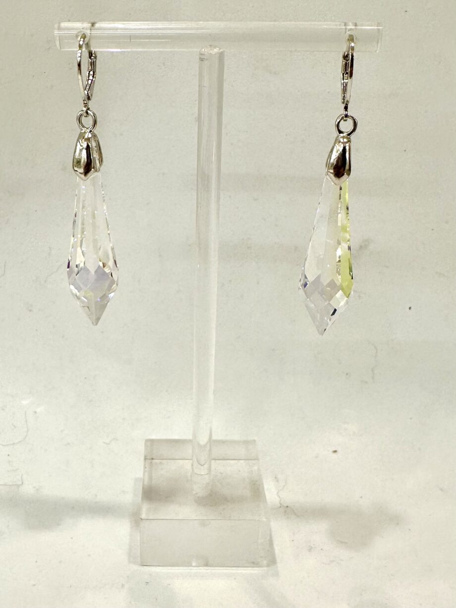 Orecchini pendenti cristallo swarovski in ottone rodiato argento Malu'