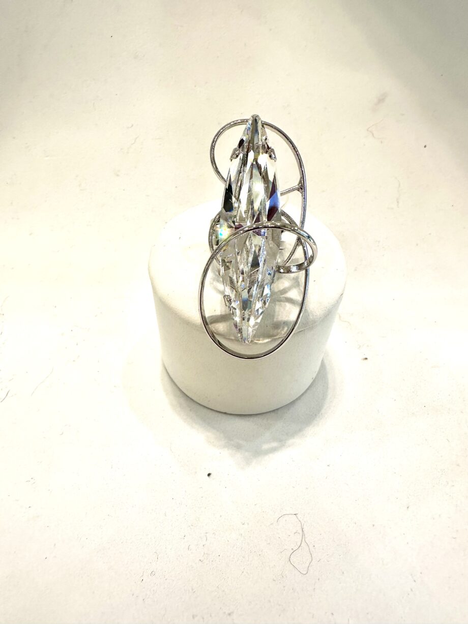 Anello con cristallo swarovski in ottone rodiato argento Malu'