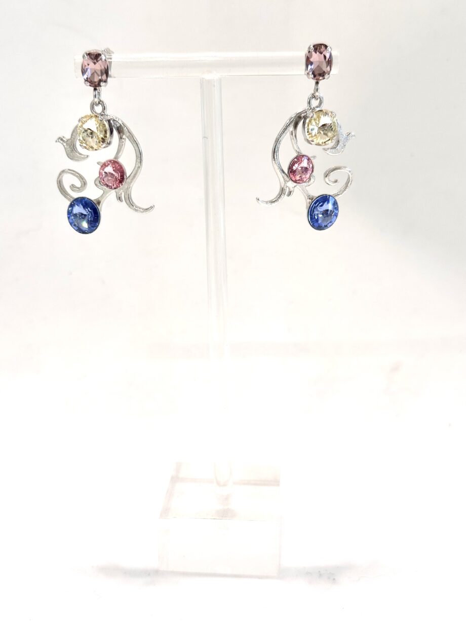 Orecchini con swarovski multicolor in ottone rodiato argento Malu'