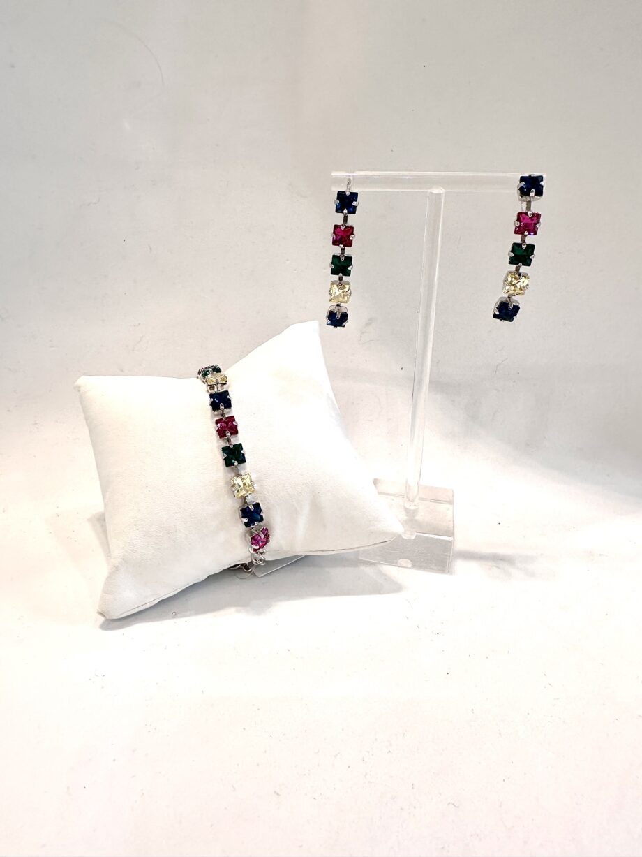 Parure bracciale e orecchini multicolor swarovski in ottone rodiato argento malu'