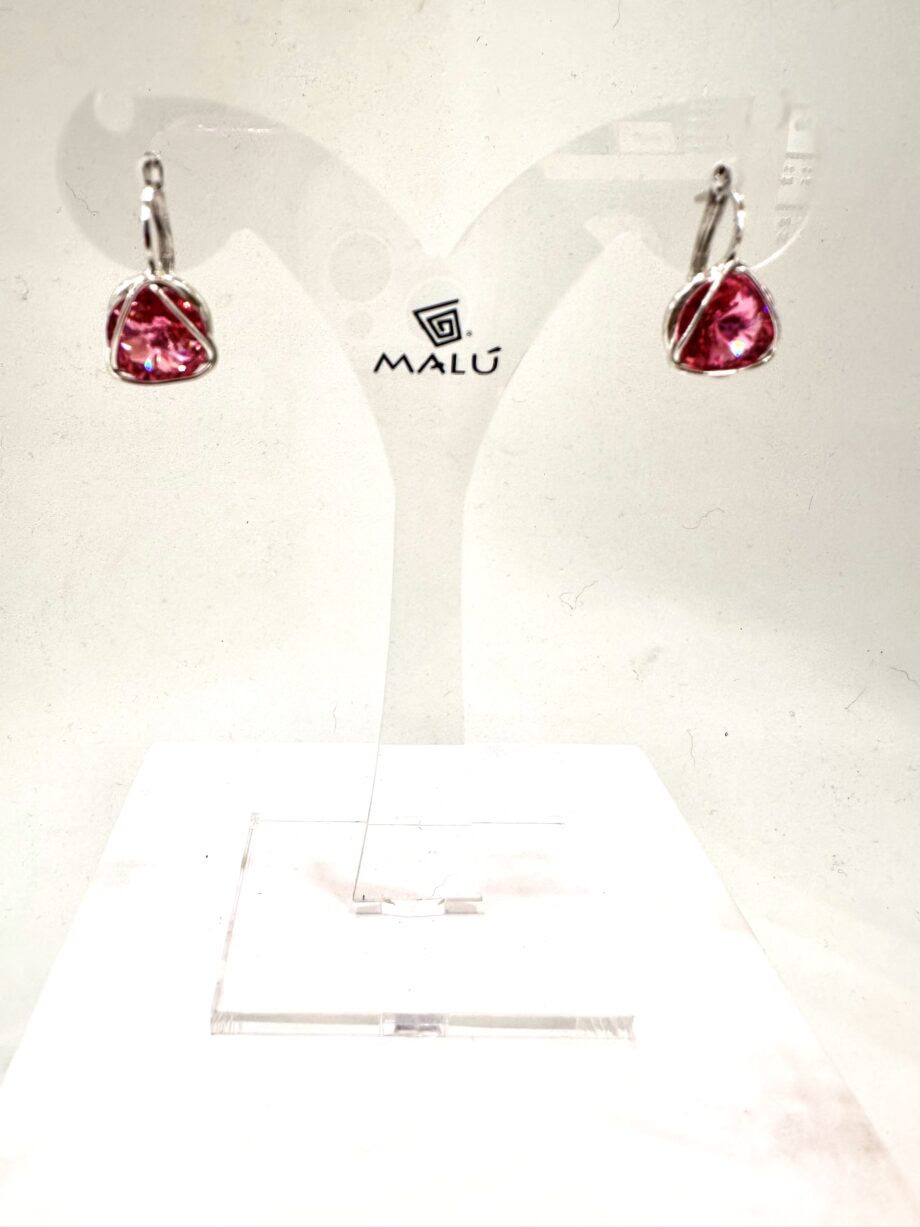 Orecchini swaroski rosa in ottone placcato argento Malu'