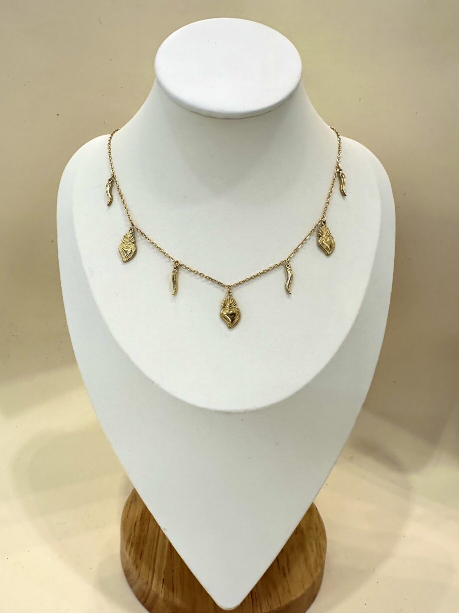 Catenina in acciaio inox placcato oro con charms