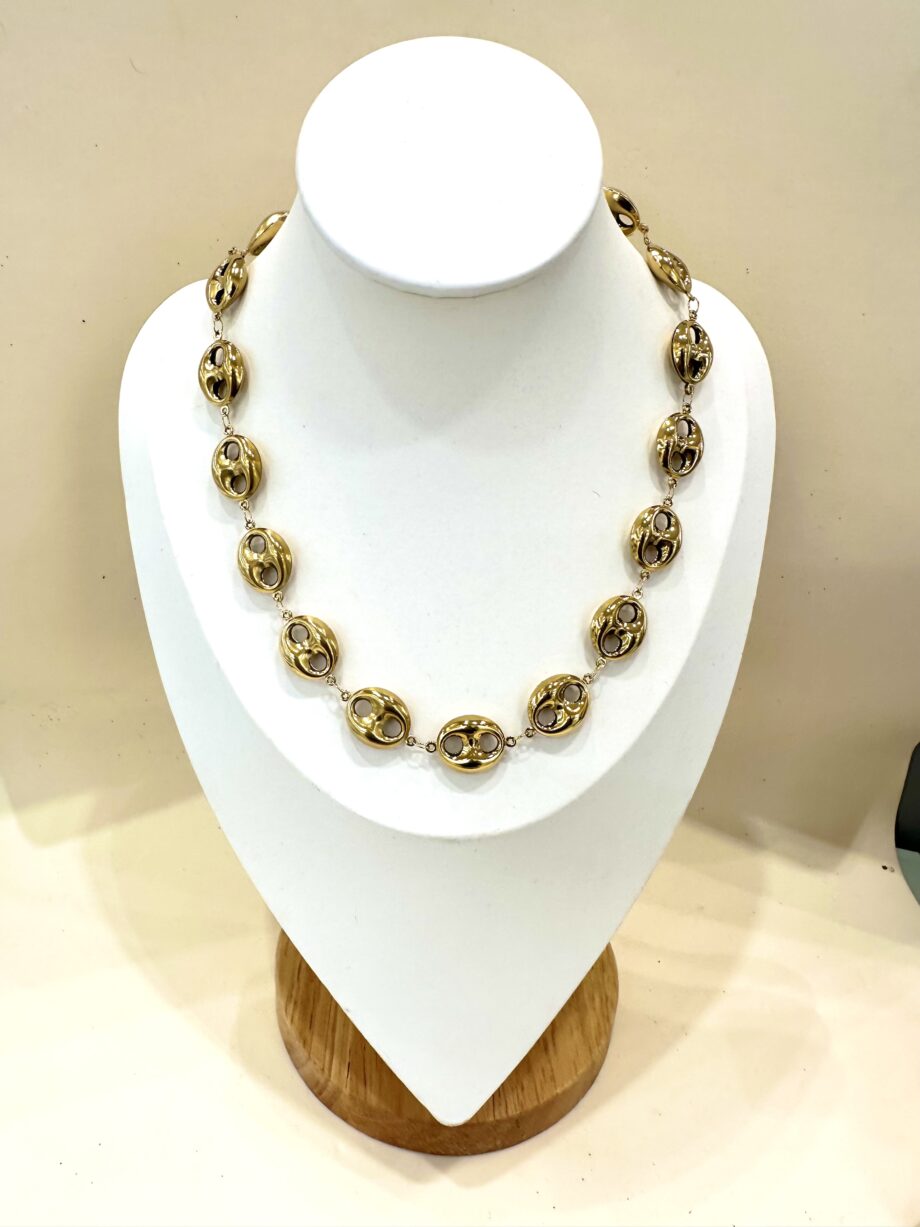 Collana in acciaio inox placcato oro maglia marinara